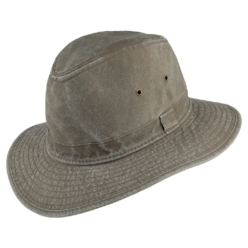 Dorfman Pacific Hats Rondavel Cotton Safari Fedora Hat - Olive