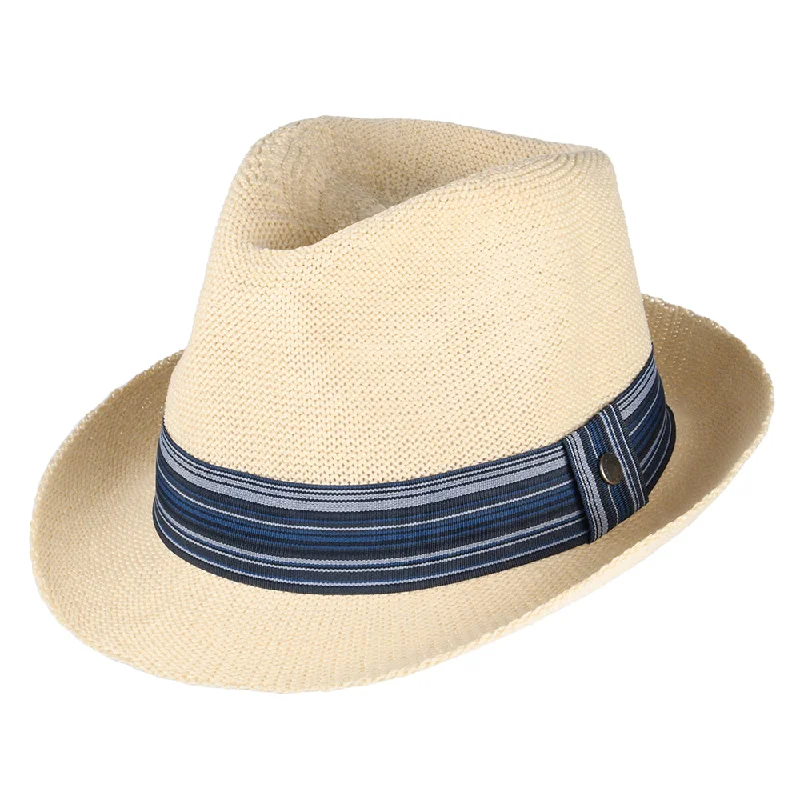 Barbour Hats Belford Summer Trilby Hat - Ecru-Blue