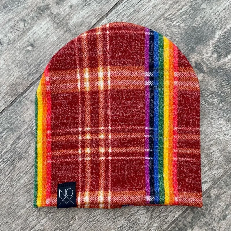 Rust Rainbow Plaid | Sweater Knit Beanie