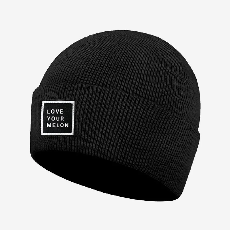 Black Acrylic Cuffed Beanie