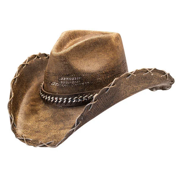 Stampede Hats - Black Stained Cowboy Hat w- Chain Hat Band