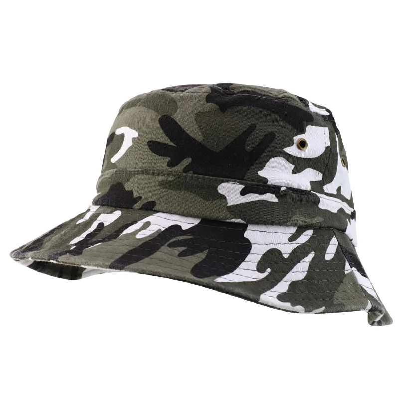 Short Brim Polyester Bucket Hat - Urban Camo