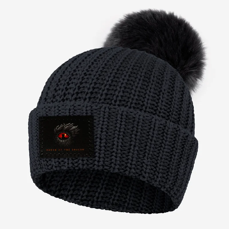 House of the Dragon Dark Charcoal Pom Beanie