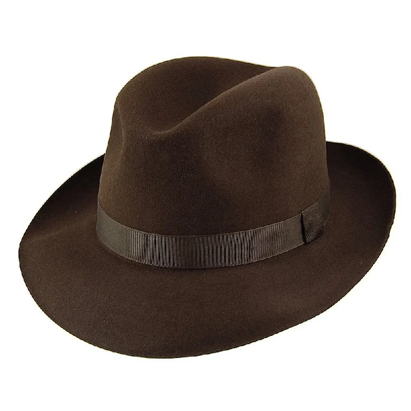 Christys Hats Foldaway Fur Felt Fedora - Brown