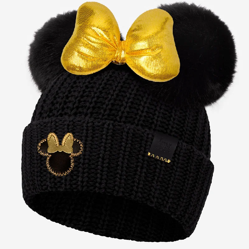 Disney's Minnie Mouse Black Double Pom Beanie