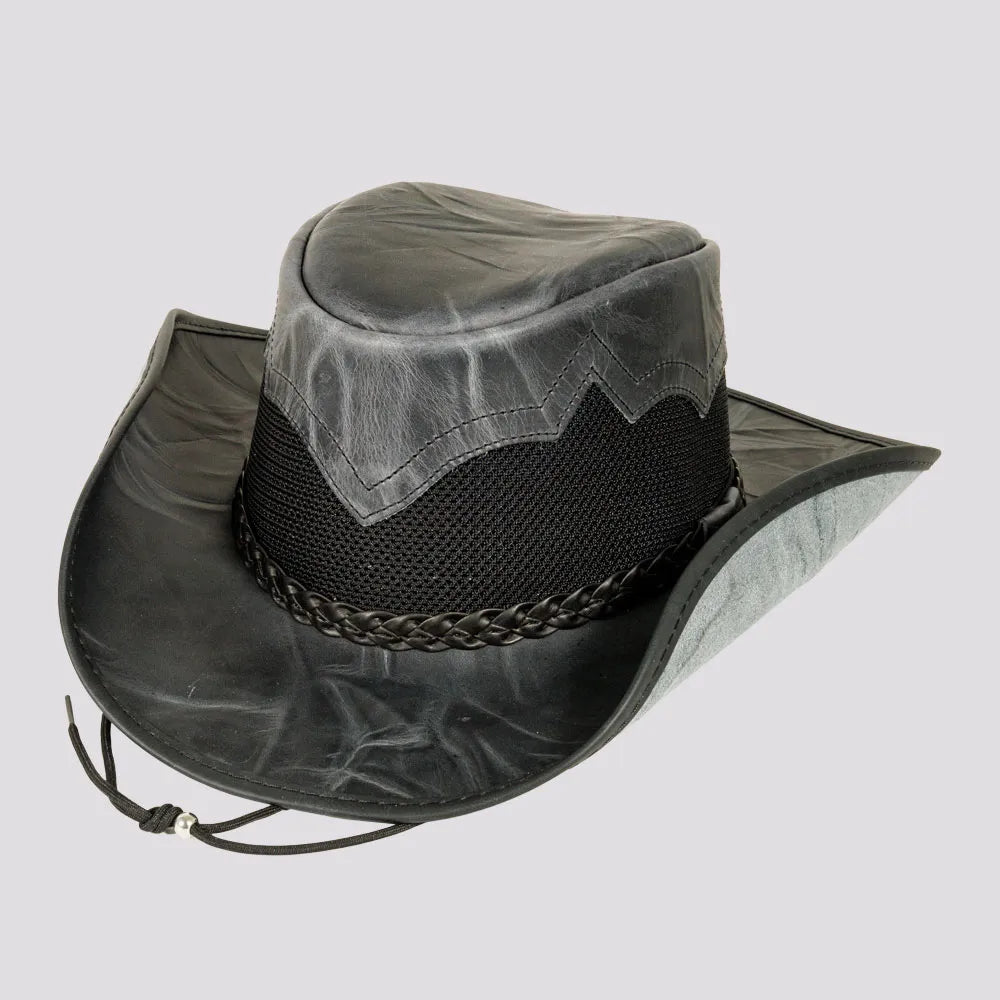 Stampede | Mens Cowhide Leather Cowboy Hat with Mesh Sides