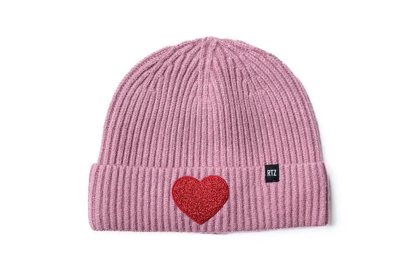 Blush Terry Heart Beanie