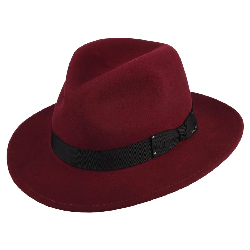 Bailey Hats Curtis Crushable Water Repellent Wool Felt Fedora Hat - Wine