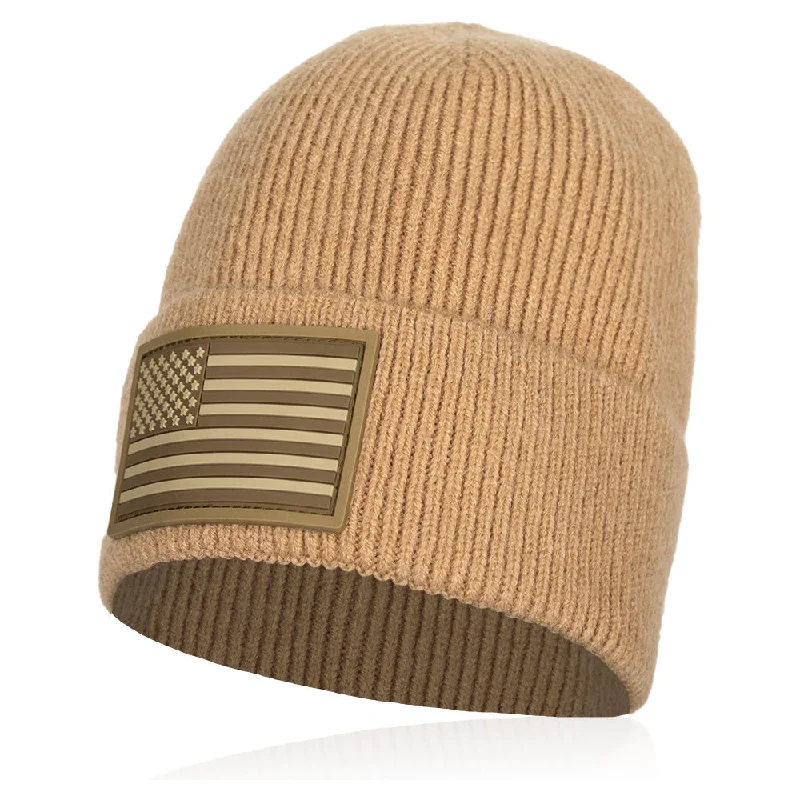 Luxe Beanie | Tonal American Flag | Sand PreOrder