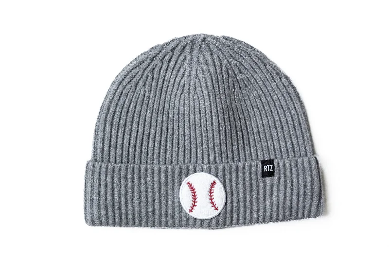 Heather Grey Terry Baseball Beanie