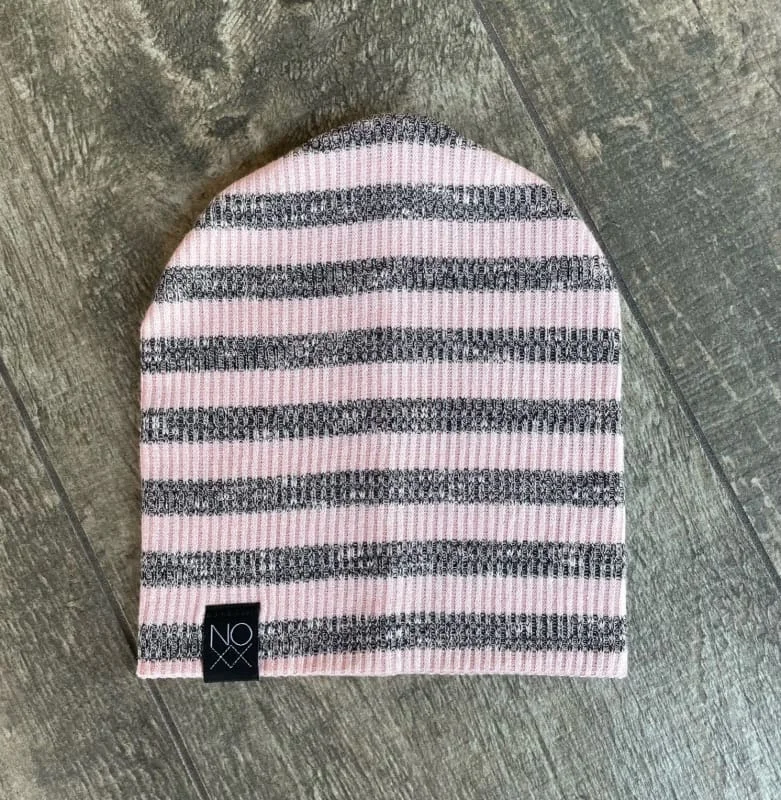 Light Pink Stripes | Ribbed Knit Beanie