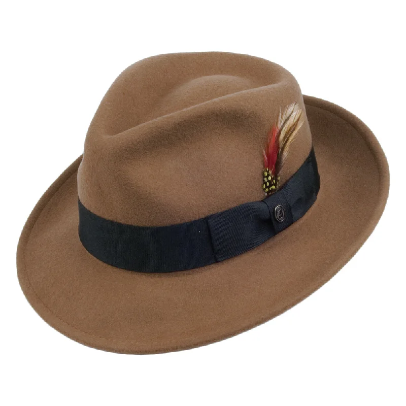 Crushable C-Crown Wool Felt Fedora Hat - Pecan