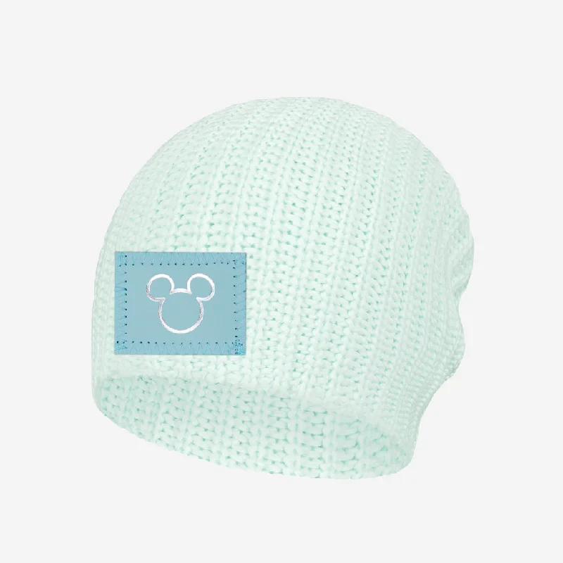 Mickey Mouse Kids Silver Foil Outline Seafoam Beanie