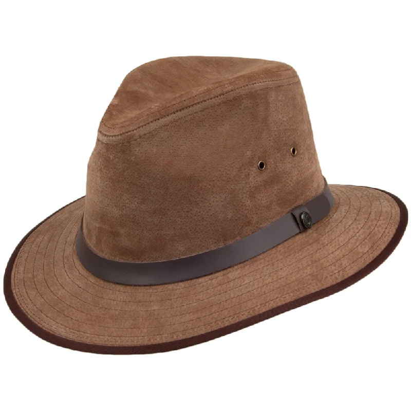 Nubuck Leather Safari Fedora - Chestnut