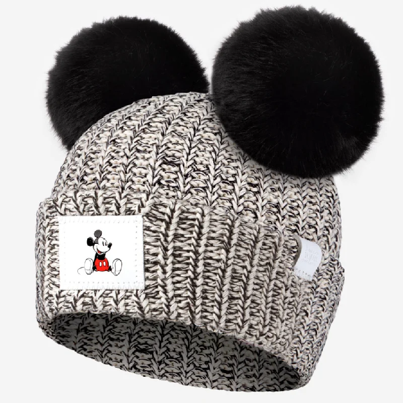 Disney's Mickey Mouse Black Speckled Double Pom Beanie