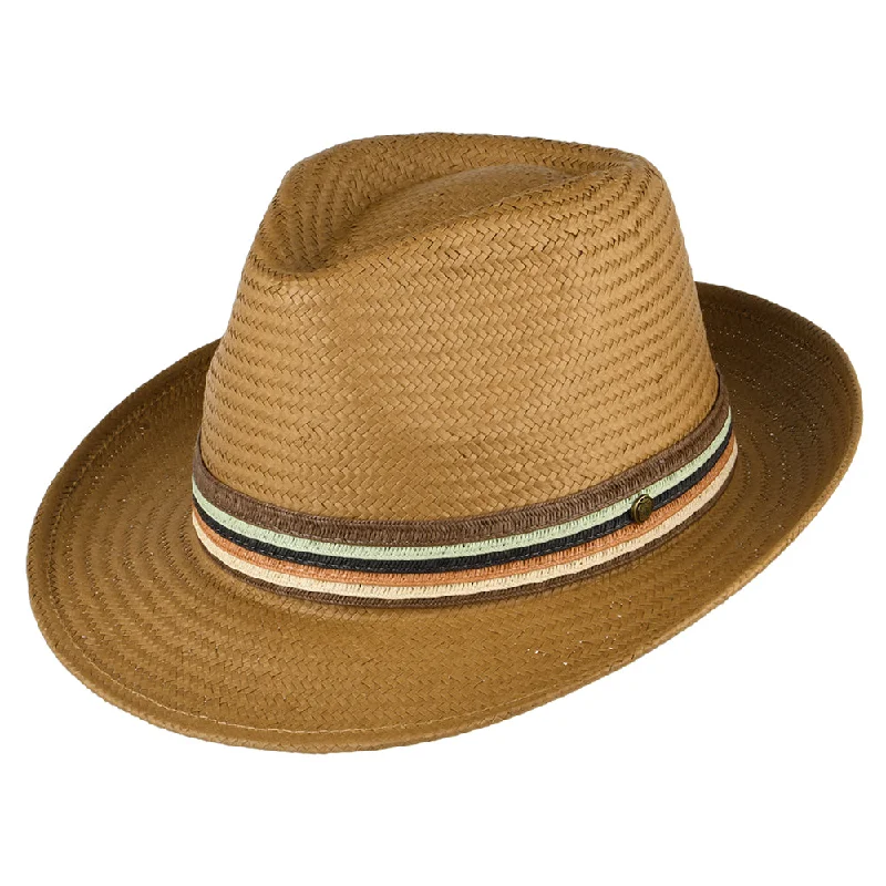 Failsworth Hats Monaco Straw Fedora Hat - Tobacco