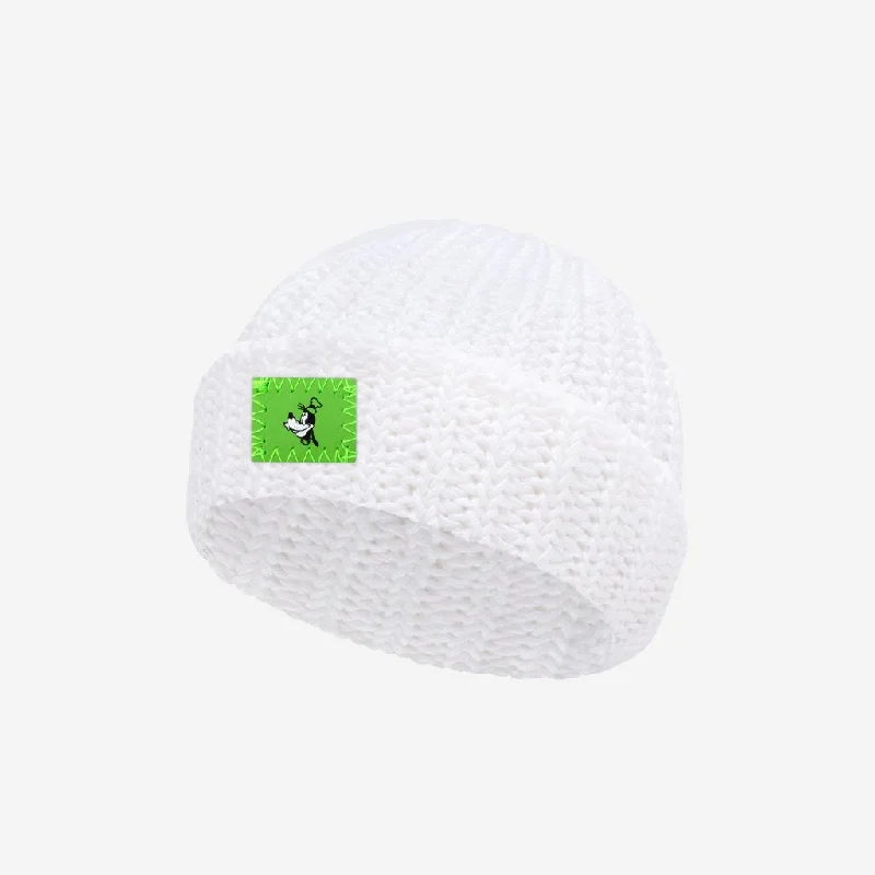 Goofy White Baby Cuffed Beanie