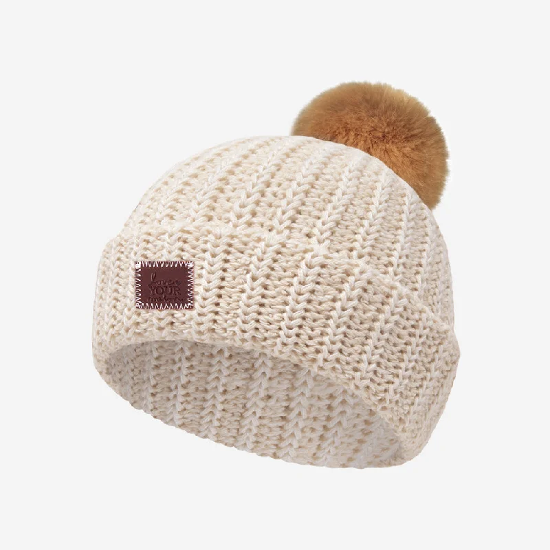 Toddler White Speckled Pom Beanie