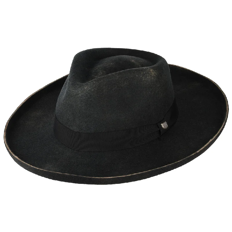 Brixton Hats Victoria Wool Felt Fedora Hat - Washed Black