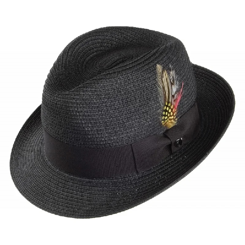 Jaxon & James Pinch Crown Straw Trilby Black Wholesale Pack