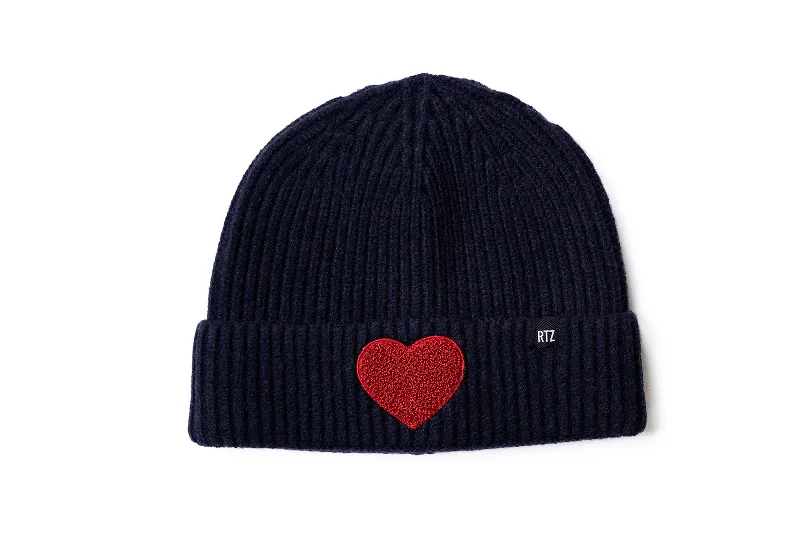 Midnight Terry Heart Beanie