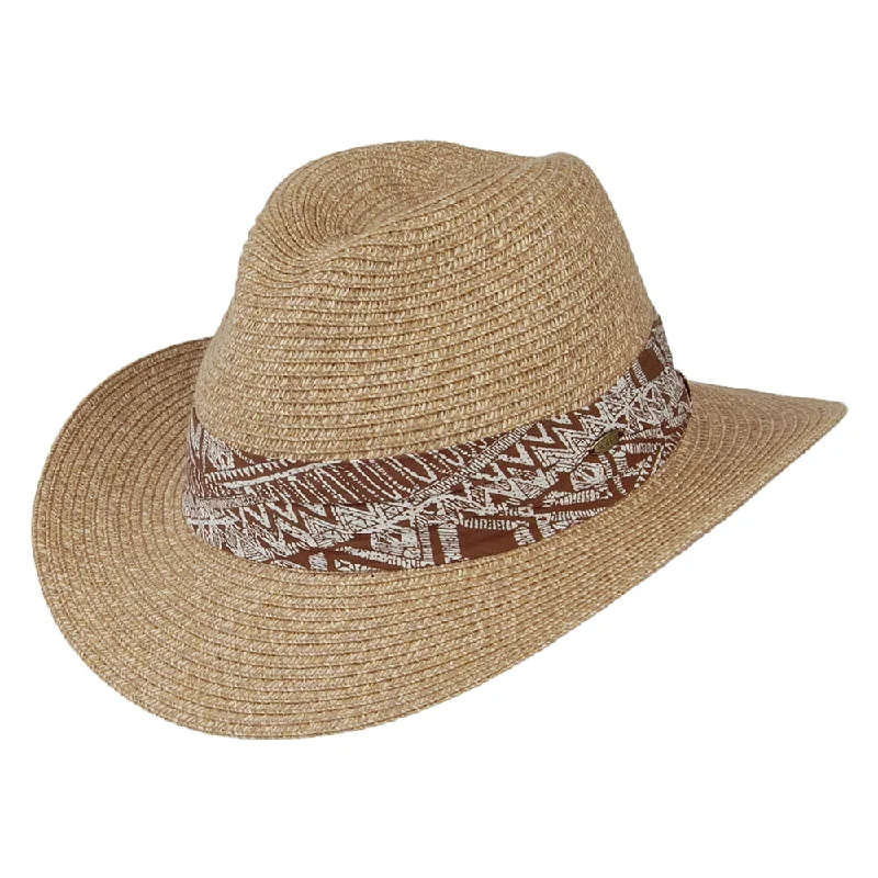 Scala Hats Toyo Straw Safari Fedora Hat - Tan