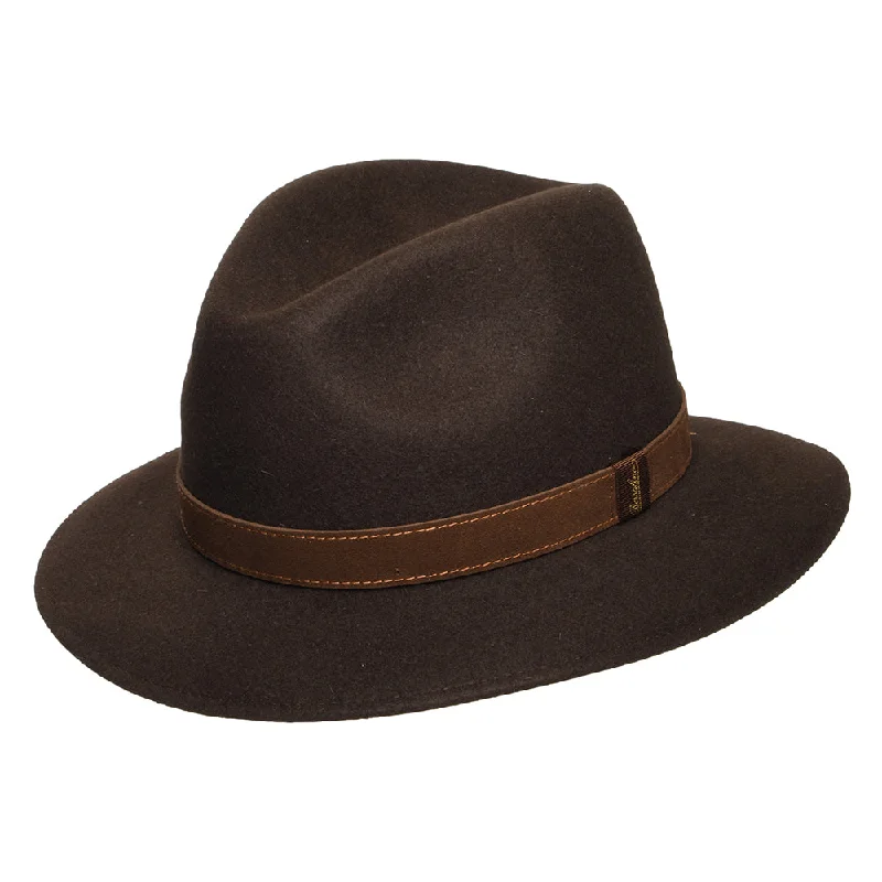 Borsalino Fur Felt Crushable Safari Fedora Hat - Brown