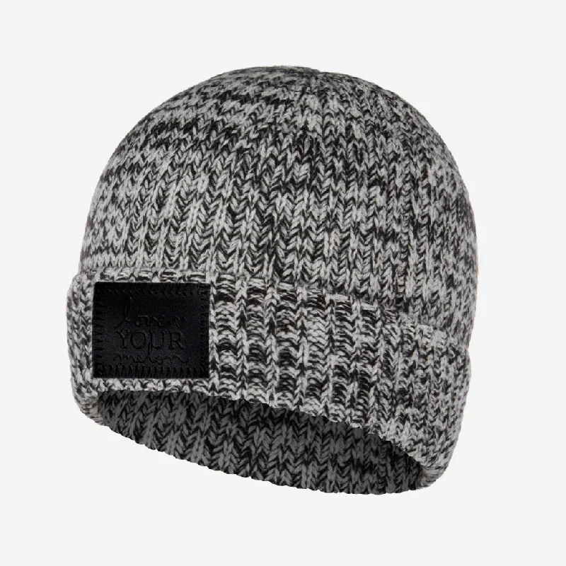 Black Speckled Cashmere Cuffed Beanie