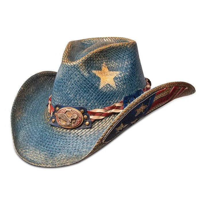 Stampede Hats - Vintage Blue Star American Flag Cowboy Hat