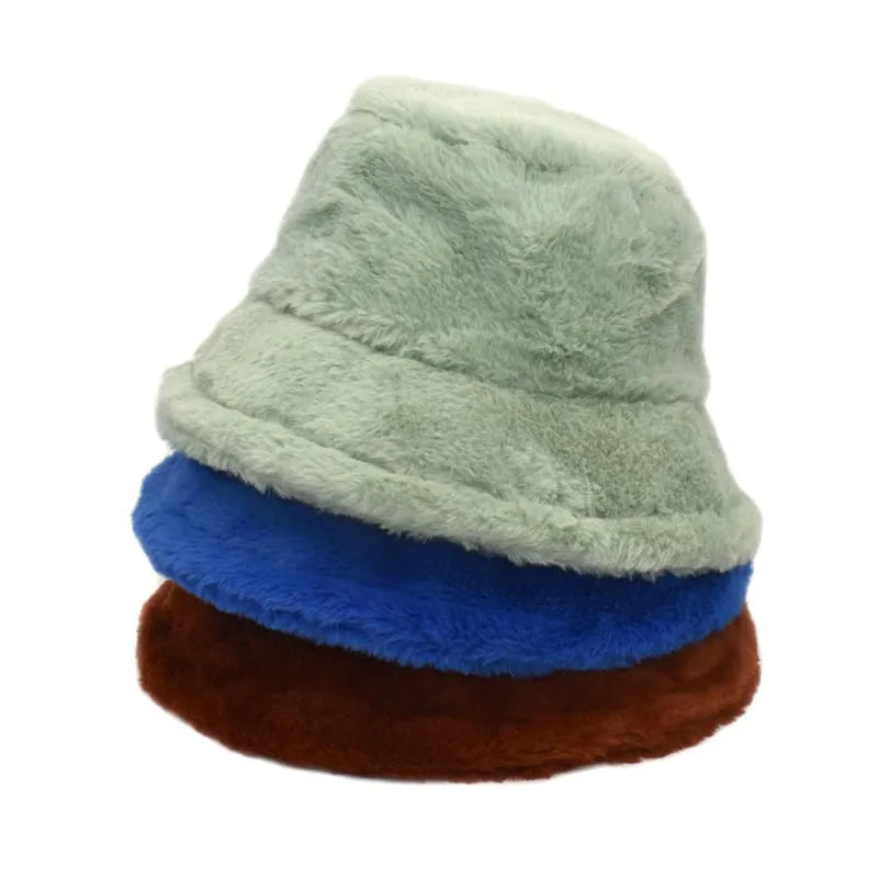 Winter Plain Fur Bucket Hat