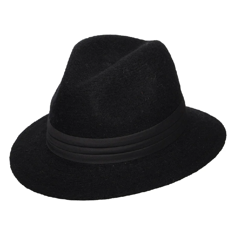 Scala Hats India Angora Blend Packable Fedora Hat - Black