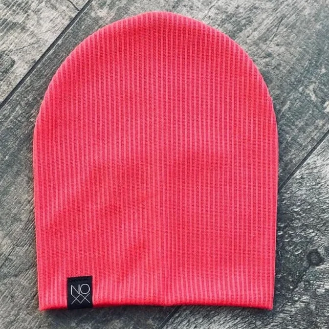 Hot Coral | Ribbed Knit Beanie