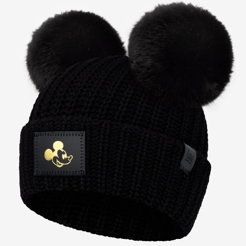 Disney's Mickey Mouse Black Double Pom Beanie