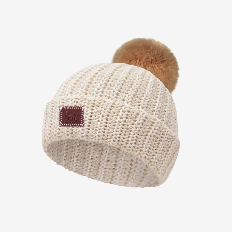 Baby White Speckled Pom Beanie