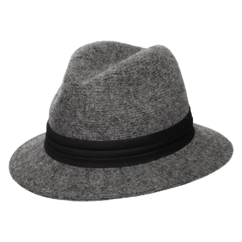 Scala Hats India Angora Blend Packable Fedora Hat - Charcoal