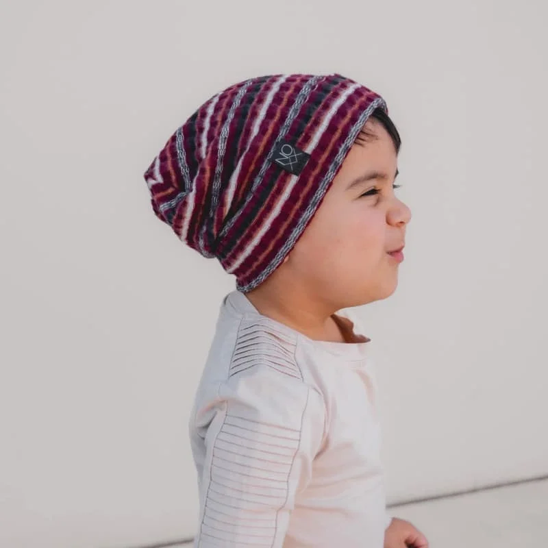 Maroon Stripes | Cozy Ribbed Knit Beanie