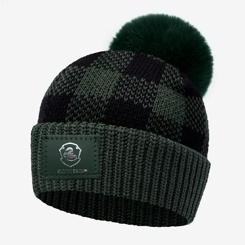 Slytherin™ Buffalo Check Pom Beanie