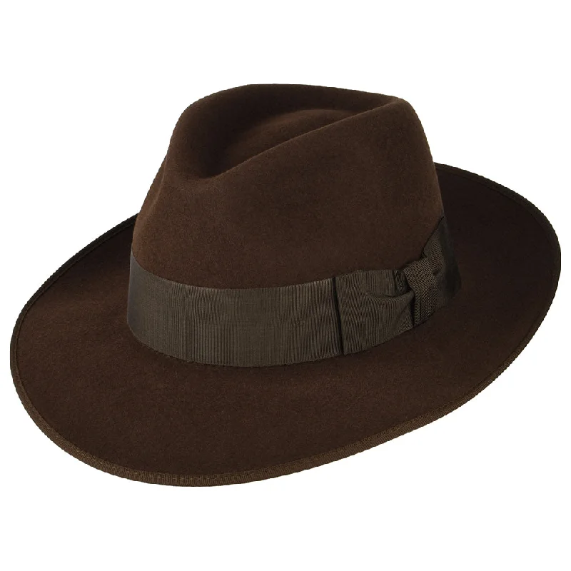 Christys Hats Gangster Fur Felt Fedora Hat - Brown