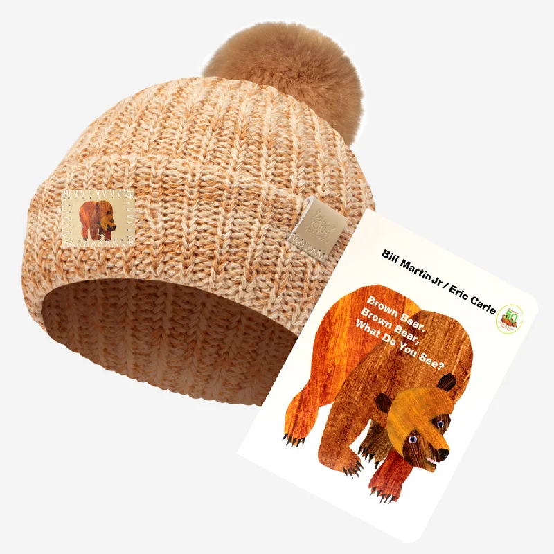 Brown Bear Baby Pom Beanie + Book