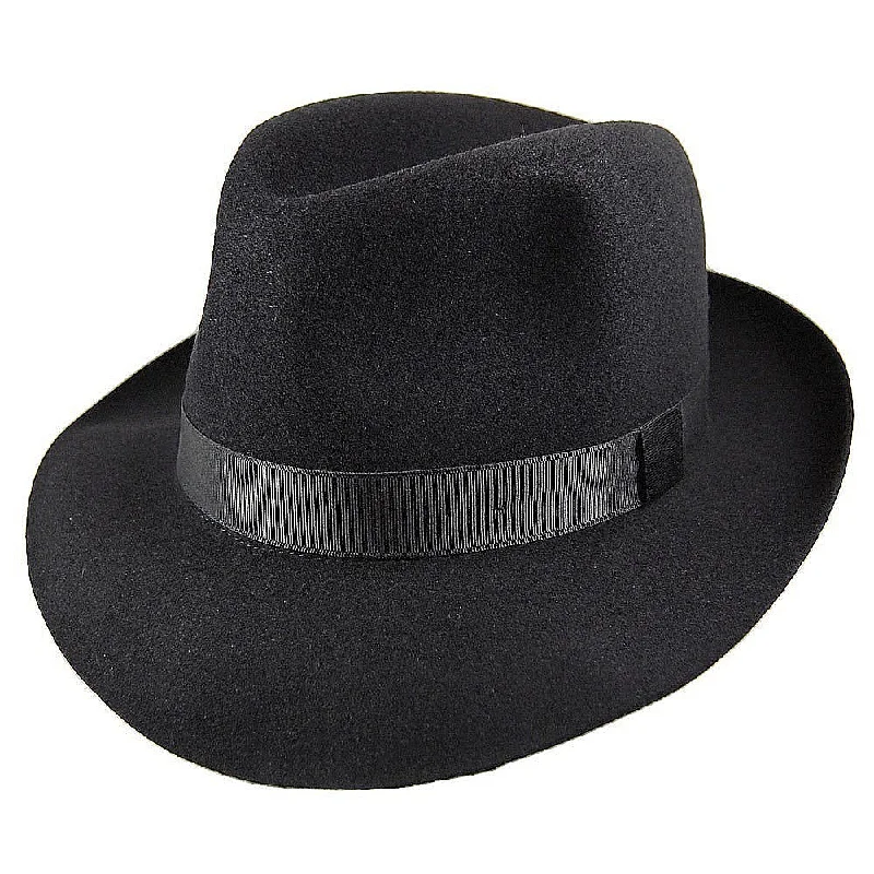 Christys Hats Foldaway Fur Felt Fedora - Black