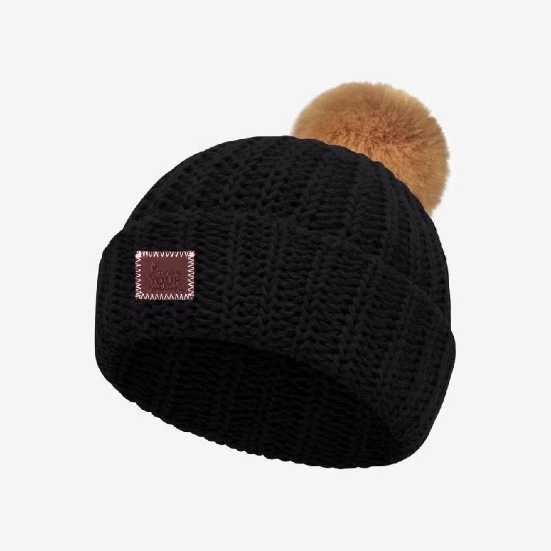 Toddler Black Pom Beanie