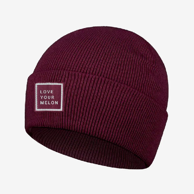 Burgundy Acrylic Cuffed Beanie